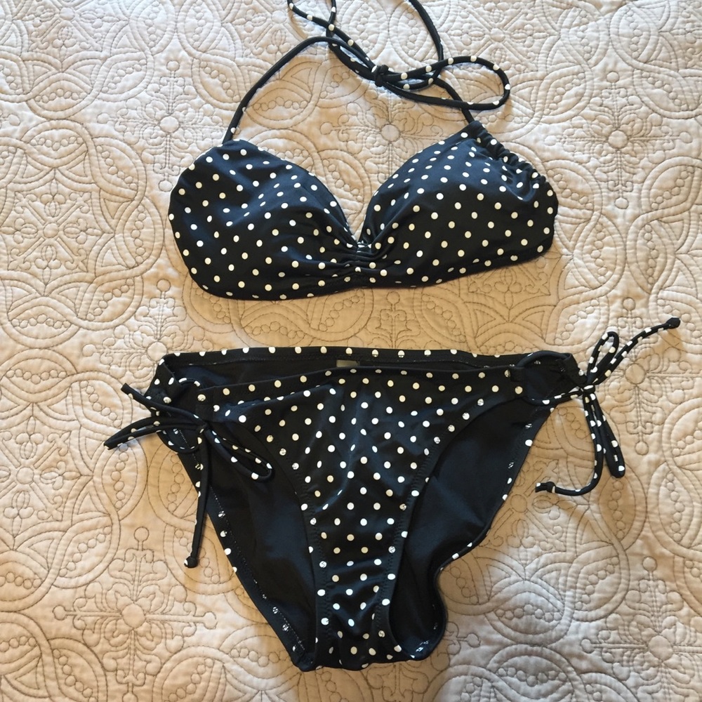 Black and white polka dot bikini
